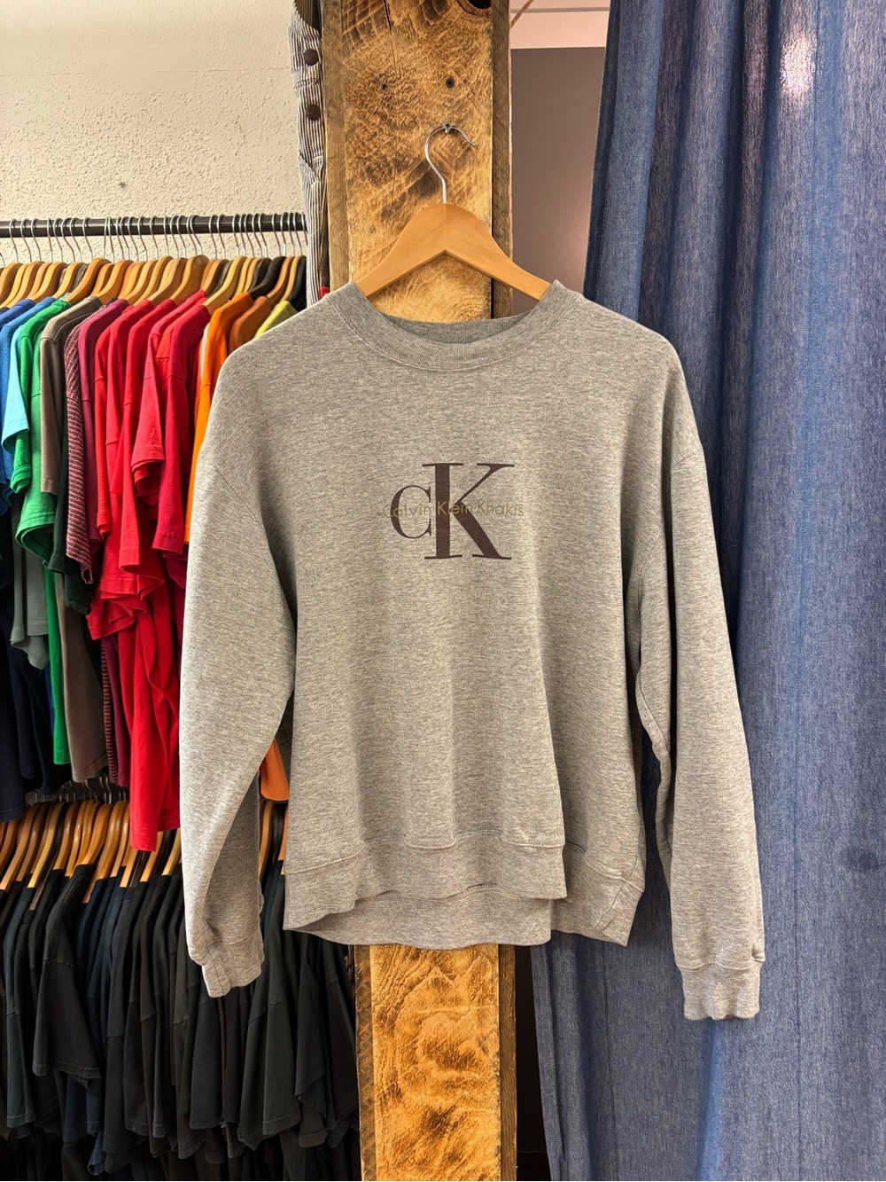 Vintage Calvin Klein Gray Logo Crewneck Sweatshirt - Men's